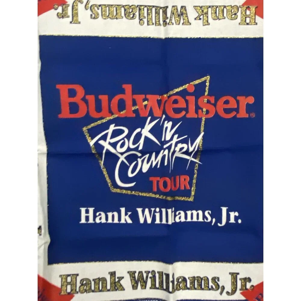 Hank Williams Jr Budweiser Concert Tour Bandana Handkerchief Country 1992